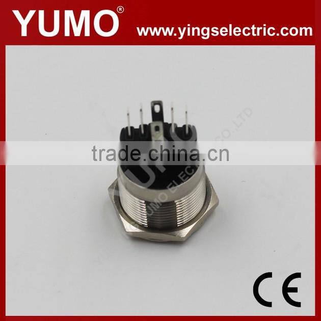 LA19 series IP65 6 pin terminal 5A/250VAC Stainless metal push button with connector metal push button socket base