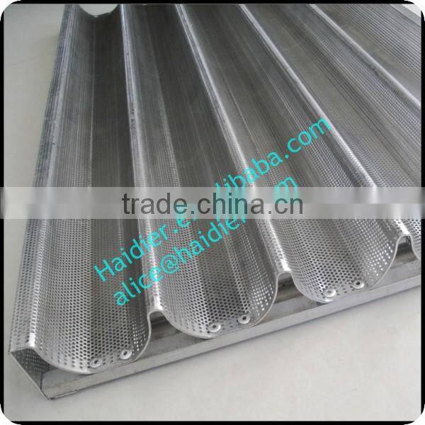Aluminum alloy perforated 5 grooves teflon french baking pan/french baguette tray for oven