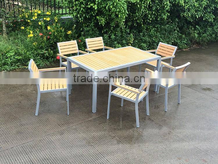 Modern Aluminum Frame And Teakwood Dining Room Set