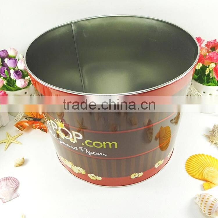 Food grade customized bucket shape popcorn canned food tin can