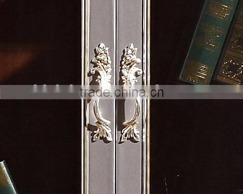 Luxury European Style Bookcase, New Classic Silver Hand Carved Bookshelf, Simple Design Wooden Book Cabinet (BF01-ML015)
