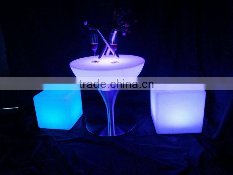 66CM LED Remote Halfmoon Table/ Hot Sell LED Rechargeable Halfmoon Coffee Table/LED Outdoor Lawn Halfmoon Cocktail Table
