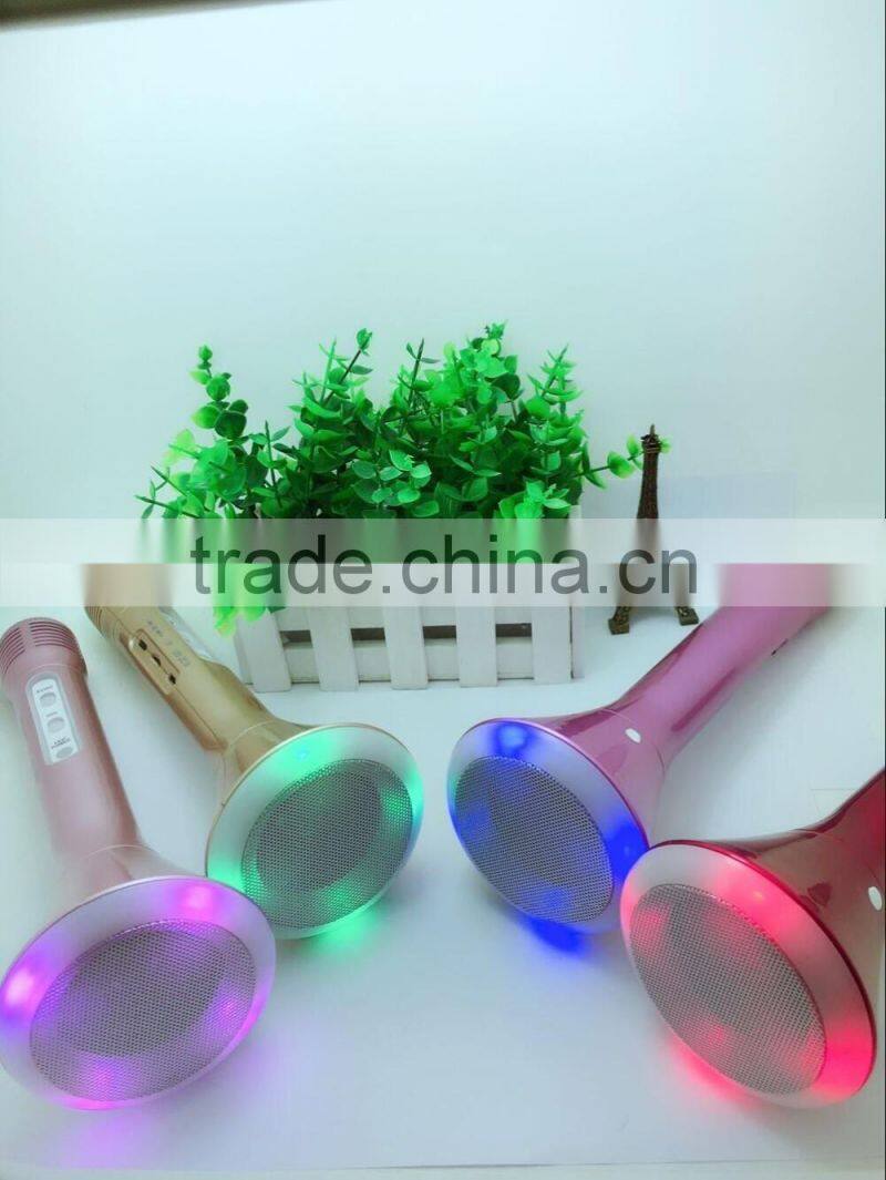 Mini Portable Cheap Hot Sale Bluetooth Wireless Handheld Karaoke With Colorful Flashlight