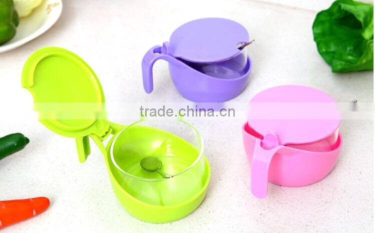 New Arrival Colorful With Cover Spoon Plastic Soy Saucet Condiment