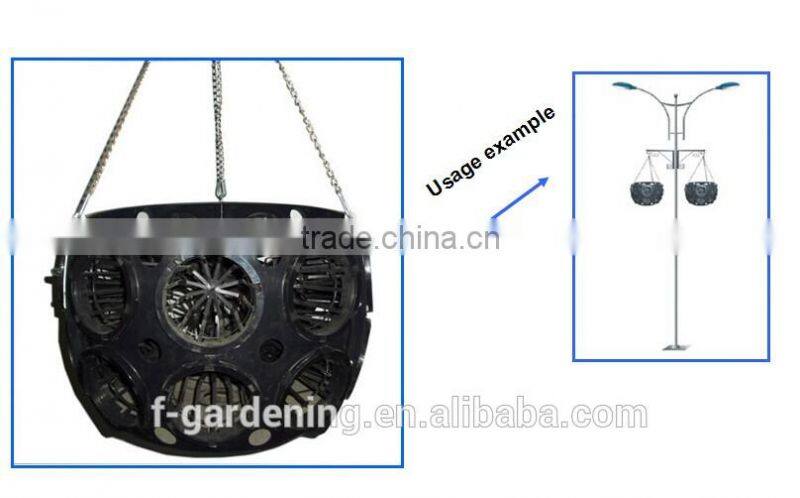 PP Black Hanging basket for garden decoration, Plastic hanging ball planters and pots