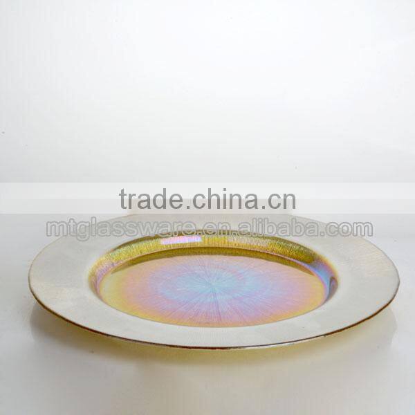 charger plate antique gold plate Silver Rimmed glass Charger Plates
