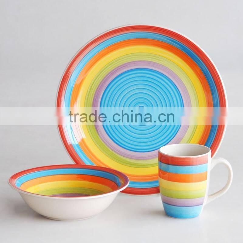 16pcs stoneware dinnerware set with handpainted flowers,handpainting dinner set,ceramic tableware set with handpainting