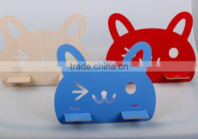 DIY Wooden Lovely Cat Mobile Phone Support Mount Holder General Lazy Mobile Phone Bracket