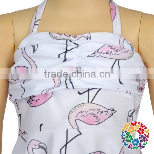 Kid Ruffle Swimwear Bikini Summer White Print Swimming Clothes set Wholesale Swimsuits