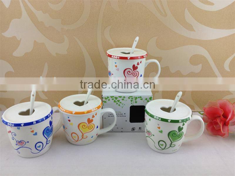 heart shape ceramic coffee gift mug with spoon