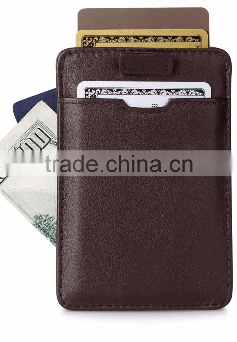Italian Leather Ultra Thin Card Holder Slim Card Sleeve Wallet with RFID Protection