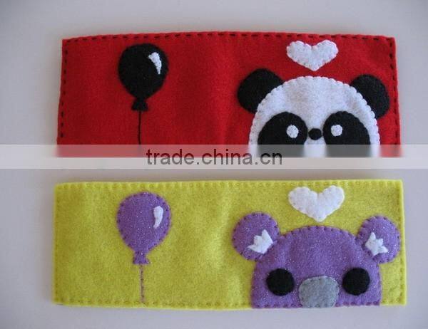 Low price polyester ticket sleeve id card purse cotton fabric custom wallet wholesale with sewing panda balloon for teenager