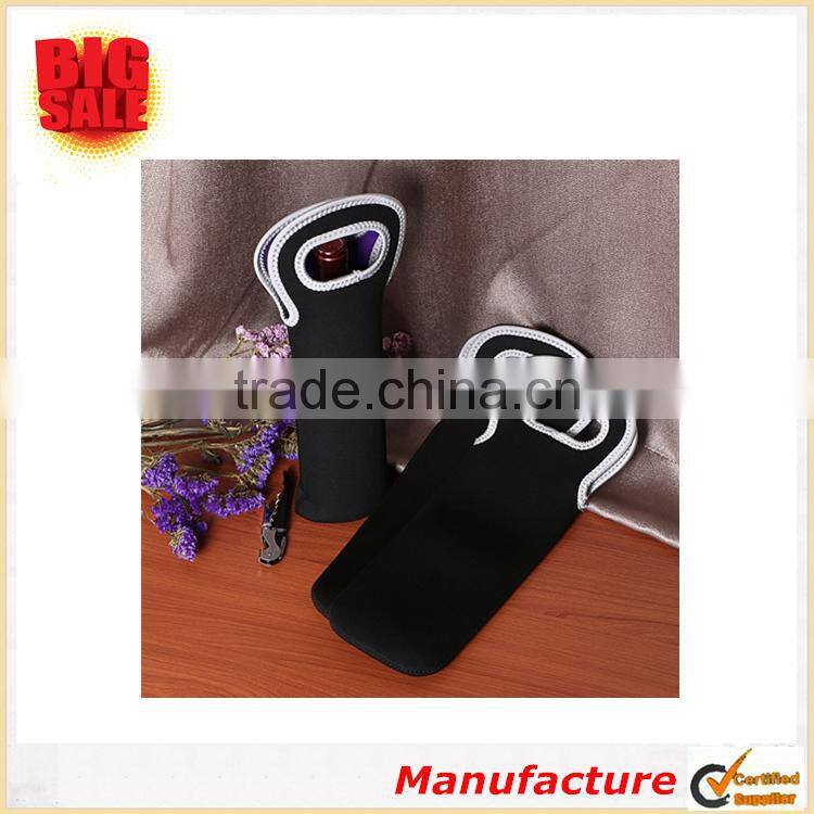 Insulated Neoprene Wine Bottle Holder for Travel with Secure Carry Handle Wine Carrier Tote Bag