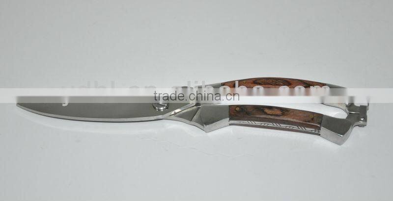 stainless steel strong kitchen scissors in wood handle