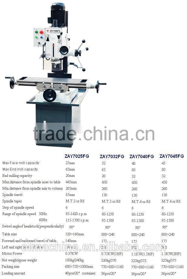 Drilling and Milling machine ZAY sery, with dia 20 25 32 40 45 50mm