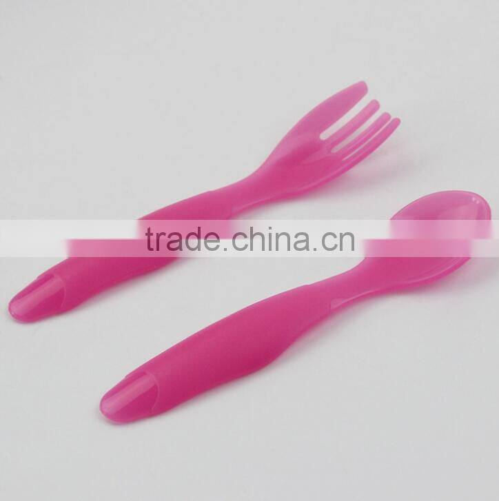 Factory sale soft PP baby spoon with fork baby spoon Tableware set