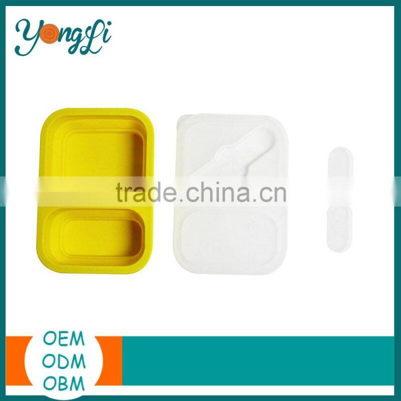 Kitchenware Silicone Plastic Food Container 2 Compartments