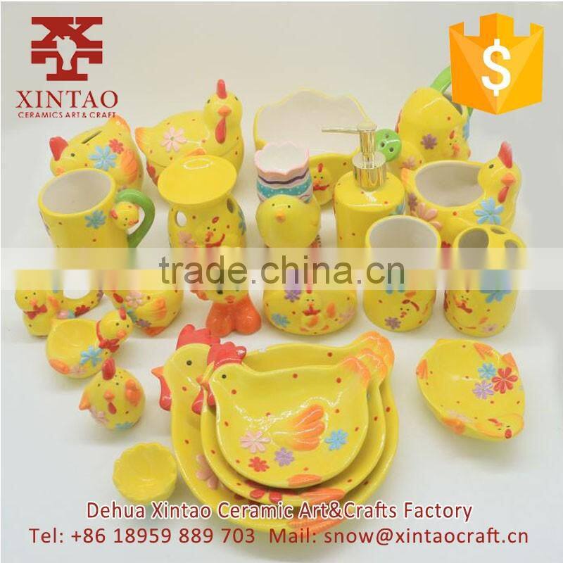 cartoon cock shape ceramic morden dinner plate, china factory supply kids bowl