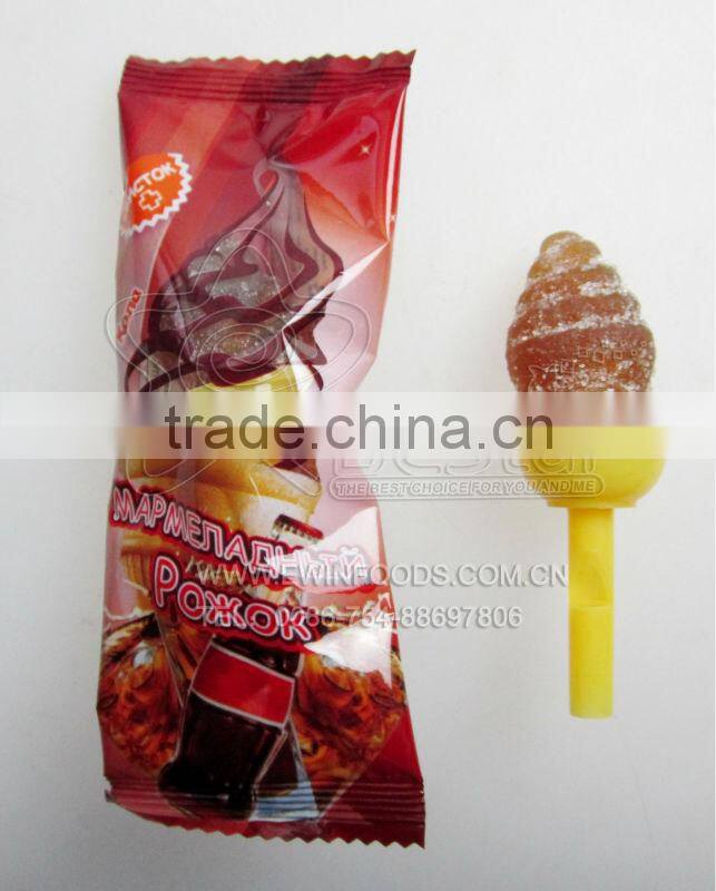Ice-cream Jelly Candy with Plastic Whistle Lollipop