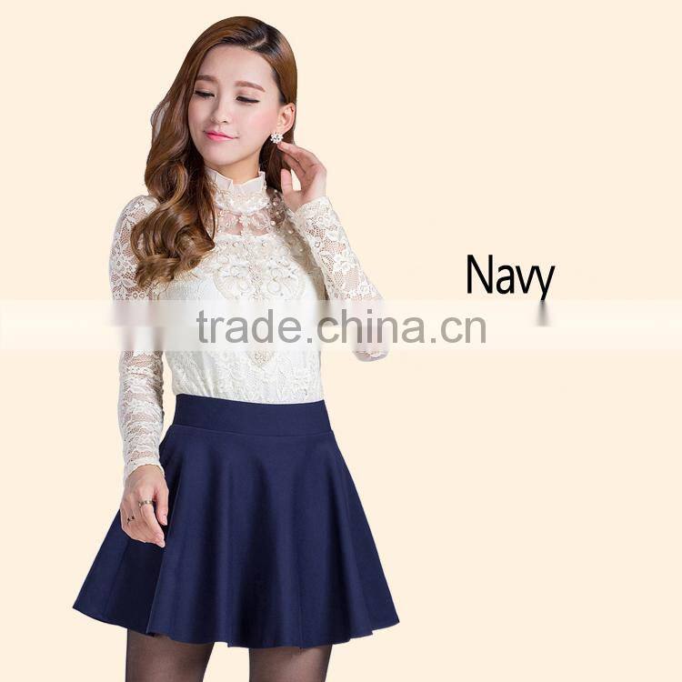 Latest Hot Sell Fashion summer autumn solid color skater mini pleated short skirt