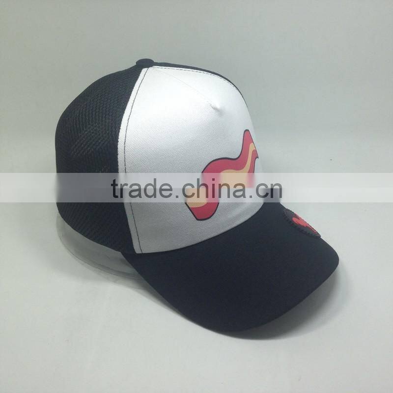 Screen Printing Mesh Baseball Cap Rubber Logo Trucker Hat
