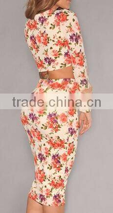 new women summer custom artistic floral print Romper and jumpsuit Women's two piece crop top and pants set