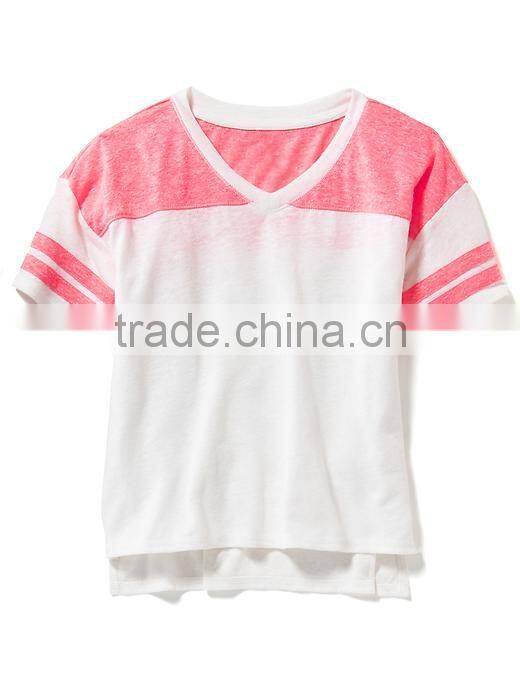 Child Girls Linen-Blend Football Tee HST8064