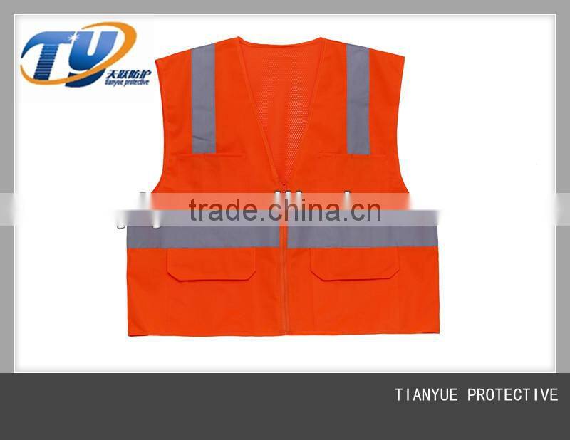2017 Reflective safety vest fluorescent orange security vest