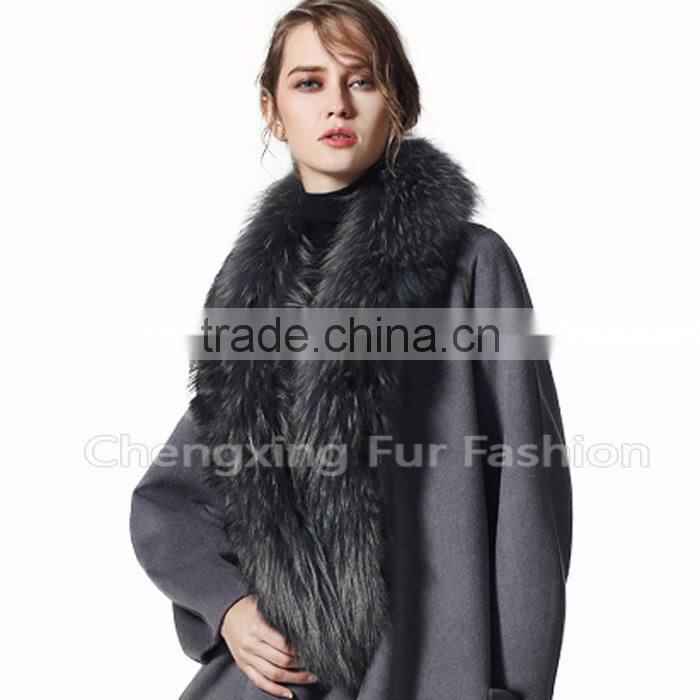 COLLAR-R3D Ladies Fashionable Genuine Raccoon Big Fur Collar