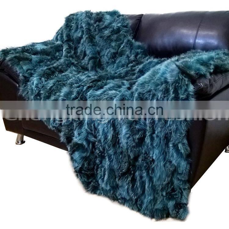 CX-D-87A Real Fur Patchwork Fox Real Fur Throw Blanket