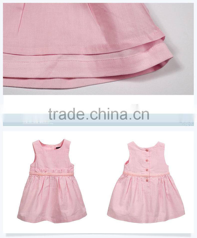 Winter Latest Dress Designs Corduroy Cotton Fashion Children Girls Dresses Pink Baby Elegant Birthday Party Dress