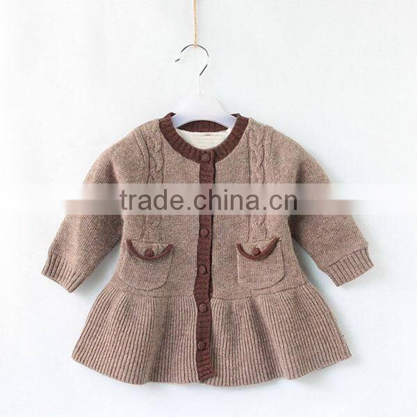 Baby girls woolen knitted dress with fleece lining