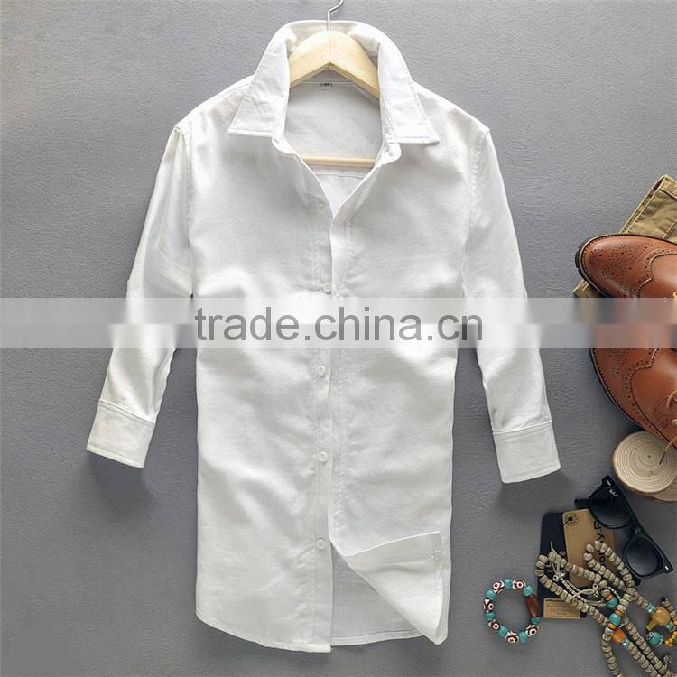 2015 High Quality 100% Cotton custom design contrast color men slim fit women dress open shirt
