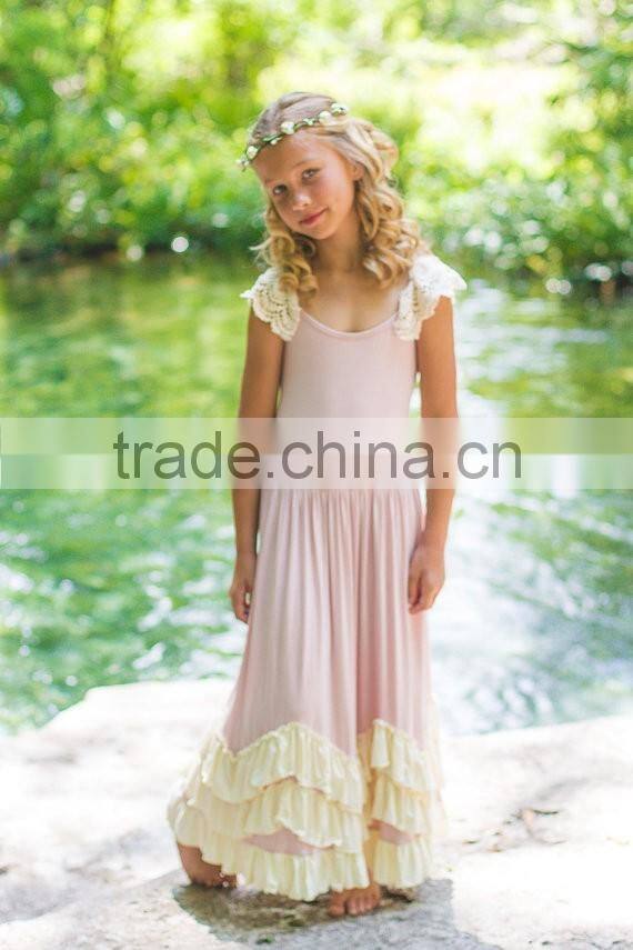 Flower Girl Dress Vintage Boho Dress Junior Twirling Bridesmaid Dress