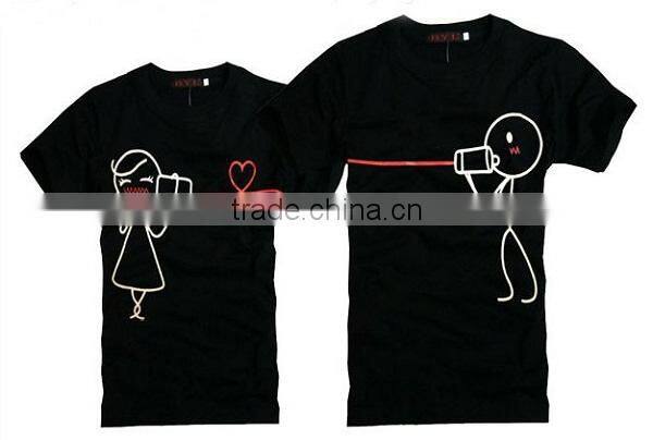2014 newest 100% cotton white couple t-shirt custom logo