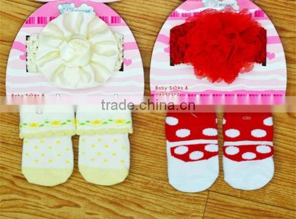 Top Multicolor Newborn Chiffon Flower Headband +socks set