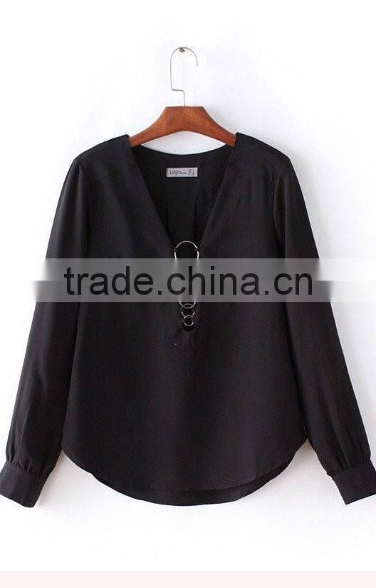 New fashion elegant european style women chiffon blouse long sleeve