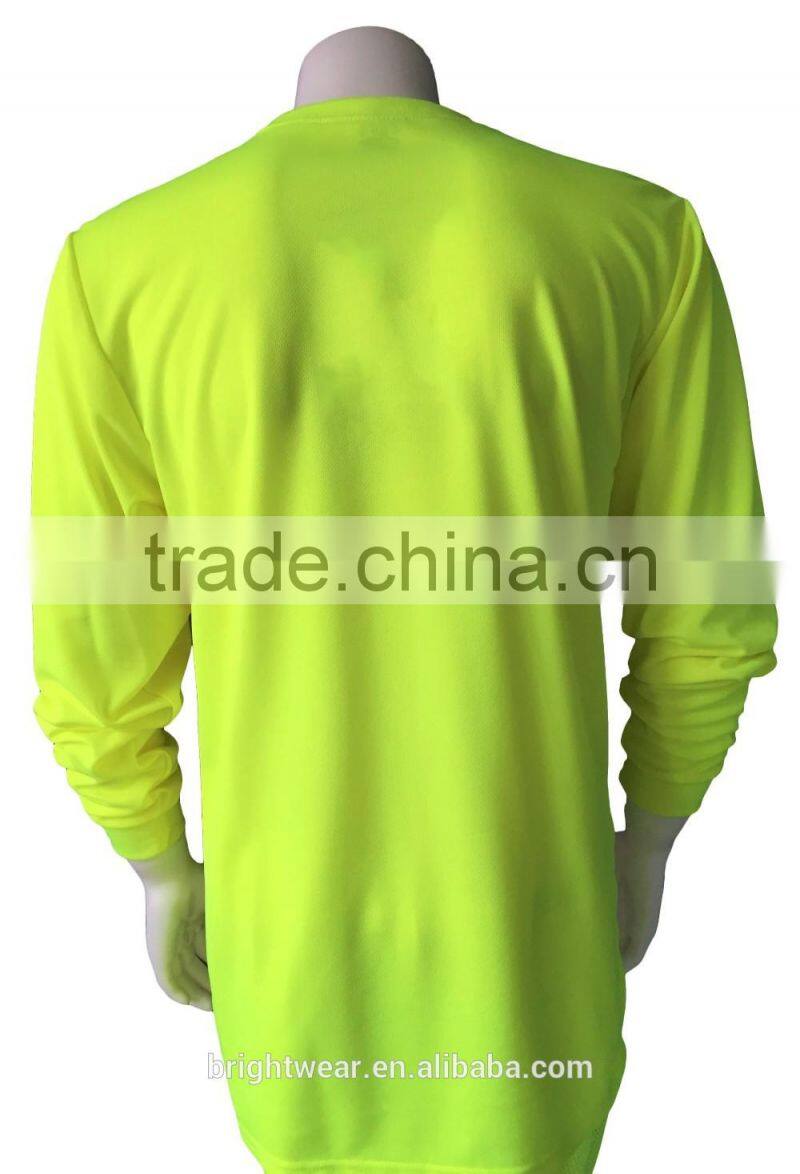 Men's ANSI hi vis 100% polyester long sleeve reflective T-shirt