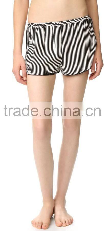 High quality smooth ladies pajamas fashion long sleeve women silk striped pajamas