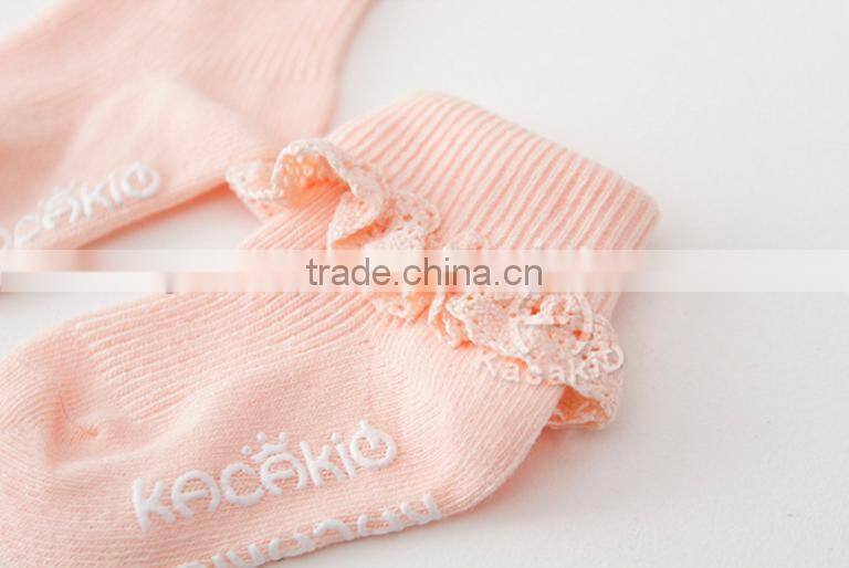 baby sweet lace cotton socks, silicone print baby sock