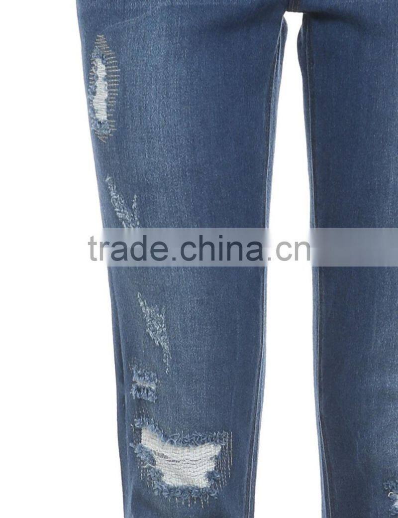 latest ladies broken hole distressed jeans hole /trousers