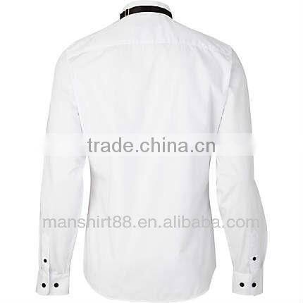 man's long sleeve white satin tuxedo shirt