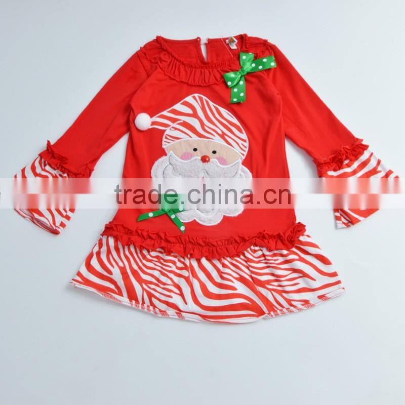 Children christmas clothes red santa claus top with red ruffle pants girl christmas costumes kids outfits