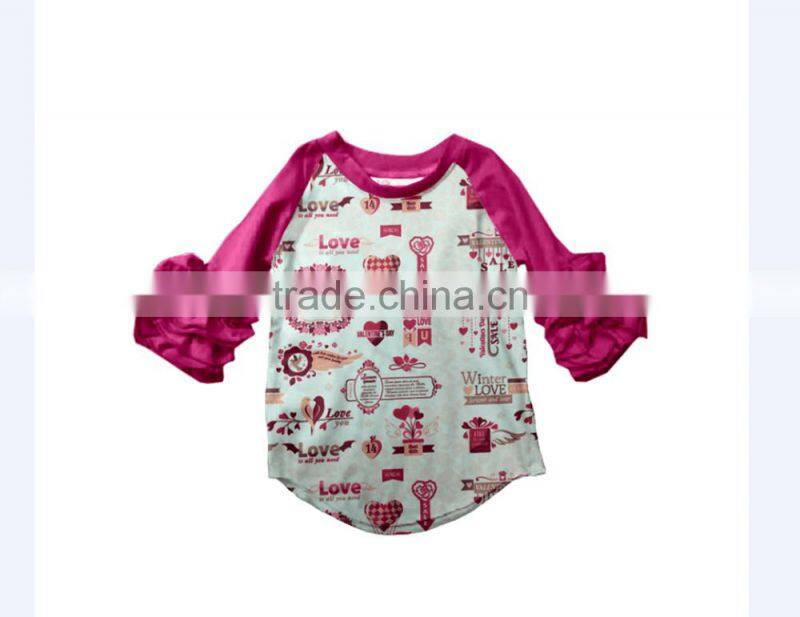 New arrival 2017 spring summer children frock boutique ruffle chick baby shirts hot sale kid clothing easter shirt