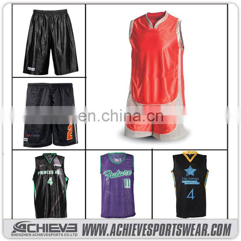 2017 Wholesale Customized basketball uniform team basketball jerseys sublimation reversible basketball kits