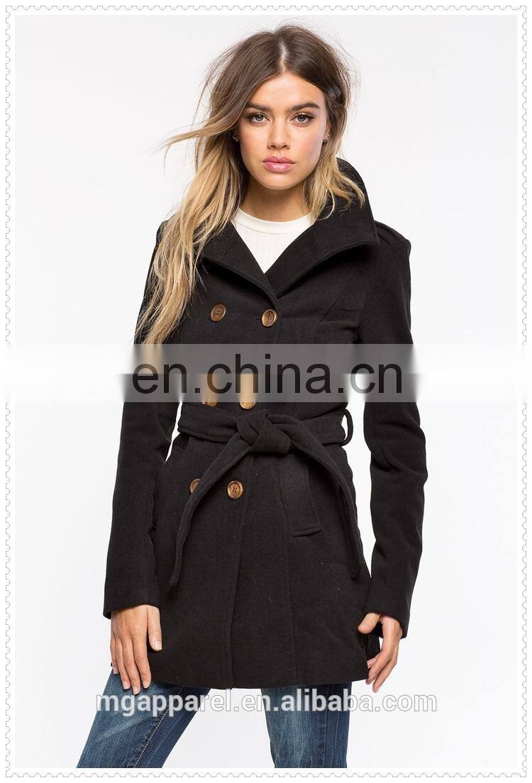 best selling classic wool-blend double-breasted women's coat wholesale