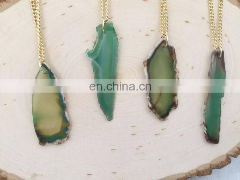Natural Agate Stone Splice Necklaces