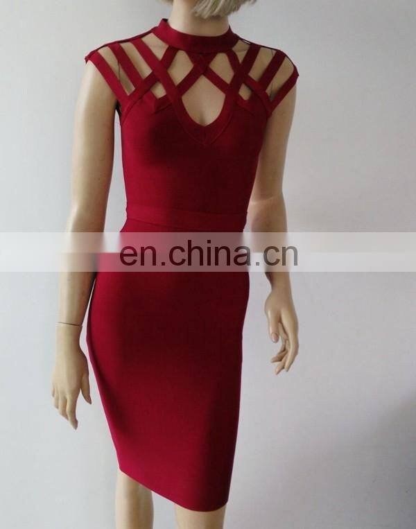 Amigo 2017 latst red cap sleeve cut out sexy bandage dress evening dresses for girls party wear