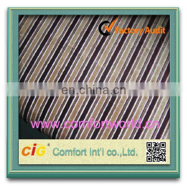 Fashion new design pretty ningbo polyester jacquard chenille plain dyed stripe fabric for sofa