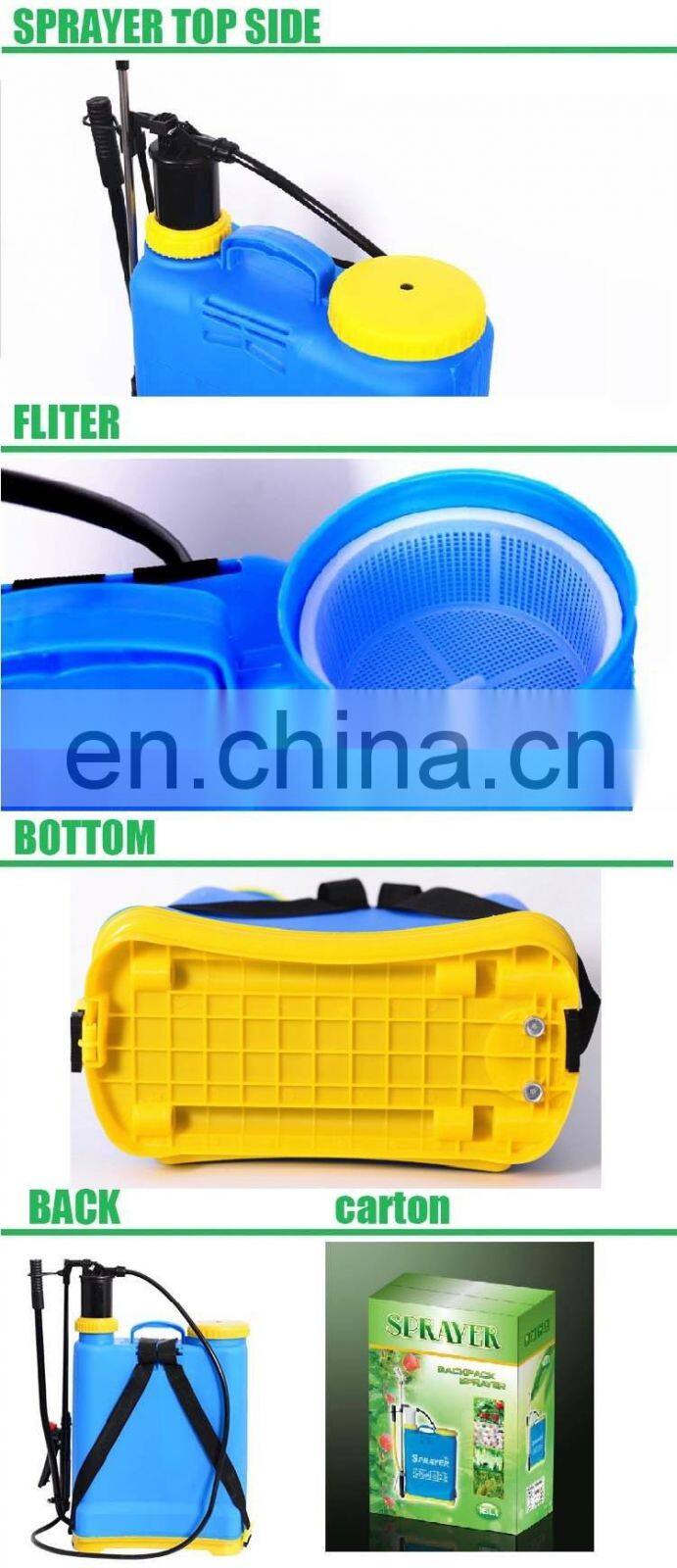 Hot selling 16lt dubai pump farm sprayer machine with two screws at bottom